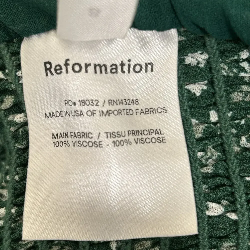 Reformation Pinto Top Green Floral Long Sleeve Women’s 8